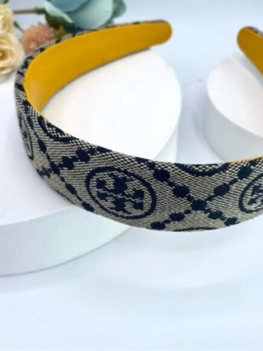 Tory Burch Gray Logo Headband Designer Hair Accessory